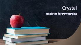  Presentation with stack books - Presentation theme consisting of apple and a stack background and a wine colored foreground