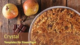  Presentation with chocolate dessert - Slide deck having apple-and-chocolate-crumble-dessert background and a tawny brown colored foreground