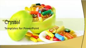  Presentation with pills - Presentation design enhanced with apple and colorful pills isolated background and a yellow colored foreground