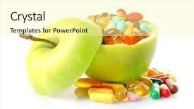  Presentation with pills - Colorful PPT theme enhanced with apple and colorful pills isolated backdrop and a blonde colored foreground