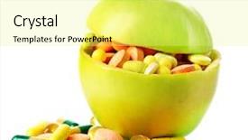  Presentation with colorful of antibiotics capsule pills - Slide set with apple and colorful pills isolated background and a yellow colored foreground