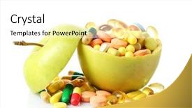 Presentation with pills - Presentation design with apple and colorful pills isolated background and a white colored foreground