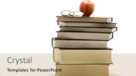  Presentation with stack books - Beautiful presentation featuring apple-and-glasses backdrop and a coral colored foreground