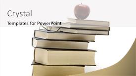  Presentation with stack books - Theme consisting of apple-and-glasses background and a white colored foreground