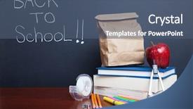  Presentation with school apple - Slide set featuring apple and paper bag lunch background and a ocean colored foreground