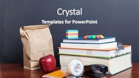  Presentation with school apple - Presentation design with apple and paper bag lunch background and a dark gray colored foreground