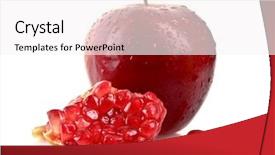  Presentation with pomegranate - Slides having apple and pomegranate isolated on white background and a sky blue colored foreground