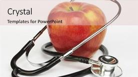  Presentation with apple - Amazing PPT theme having natural doctor - apple and stethoscope on white backdrop and a lemonade colored foreground