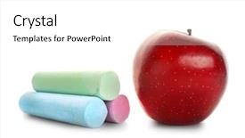  Presentation with crayons - Slide set having apple and three colorful crayons background and a white colored foreground