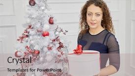  Presentation with hair dressing - Presentation design with apple barnd - woman with curly hair background and a light gray colored foreground