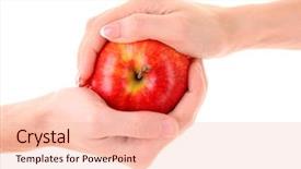  Presentation with apple - Cool new PPT theme with apple between man and woman backdrop and a  colored foreground