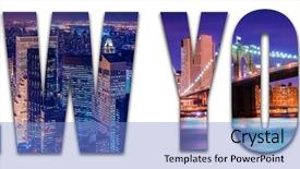  Presentation with new york university - Slide deck with high big - new york photo at night background and a teal colored foreground