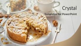  Presentation with cup cake - PPT theme featuring a whole round delicious background and a soft green colored foreground