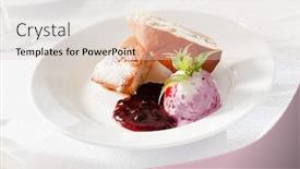  Presentation with ice cream cake - Presentation theme having apple cake with ice cream background and a lemonade colored foreground