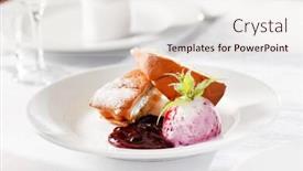  Presentation with ice cream cake - PPT theme consisting of apple cake with ice cream background and a lemonade colored foreground