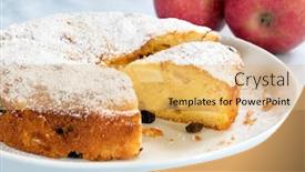  Presentation with banoffee pie cake on white - Amazing theme having apple-cake-with-sultanas backdrop and a yellow colored foreground