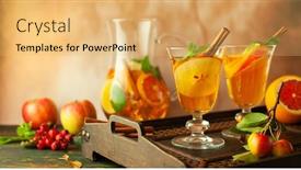  Presentation with cider - Beautiful presentation theme featuring apple-cider-cocktail-with-red backdrop and a yellow colored foreground