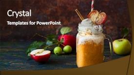  Presentation with cider - Presentation featuring apple cider float with caramel background and a wine colored foreground