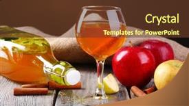  Presentation with apple wine - Theme consisting of apple cider in wine glass background and a tawny brown colored foreground