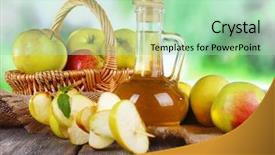  Presentation with apple cider vinegar - Slides having apple cider vinegar in glass background and a mint green colored foreground