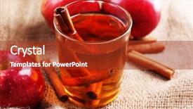  Presentation with cider - Amazing presentation theme having apple cider with cinnamon sticks and fresh apples on sackcloth background backdrop and a tawny brown colored foreground