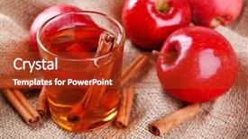  Presentation with cider - Amazing PPT theme having apple cider with cinnamon sticks and fresh apples on sackcloth background backdrop and a crimson colored foreground