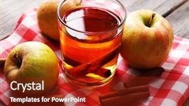  Presentation with cider - Slides enhanced with apple cider with cinnamon sticks and fresh apples on wooden background background and a tawny brown colored foreground
