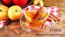  Presentation with cider - Beautiful PPT theme featuring apple cider with cinnamon sticks backdrop and a coral colored foreground