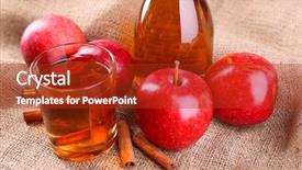  Presentation with cider - Beautiful PPT theme featuring apple cider with cinnamon sticks and fresh apples on sackcloth background backdrop and a crimson colored foreground