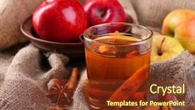  Presentation with cider - Colorful slide deck enhanced with apple cider with cinnamon sticks spices and fresh apples on wooden background backdrop and a tawny brown colored foreground