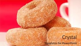  Presentation with cinnamon - PPT theme consisting of apple cinnamon doughnuts with coffee background and a  colored foreground