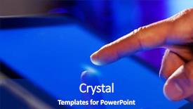  Presentation with blue eyes technology close up - PPT theme enhanced with computer apple - close-up image of finger touching background and a cobalt blue colored foreground