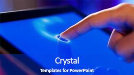  Presentation with blue eyes technology close up - Amazing slide set having apple computer - close-up image of finger touching backdrop and a dark gray colored foreground