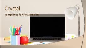  Presentation with workplace - Audience pleasing presentation theme consisting of home workplace with computer close backdrop and a lemonade colored foreground