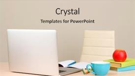  Presentation with workplace violence close up - Slides having home workplace with computer close background and a  colored foreground