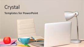  Presentation with workplace - Slide set consisting of home workplace with computer close background and a lemonade colored foreground