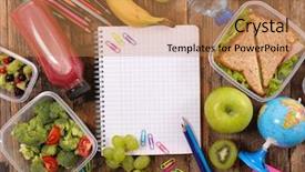  Presentation with school lunch - Beautiful theme featuring apple crayons - breakfast or lunch at school backdrop and a coral colored foreground