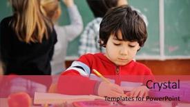  Presentation with school - Audience pleasing slides consisting of apple crayons - portrait of lovely boy drawing backdrop and a red colored foreground