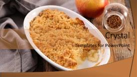  Presentation with few apple crumbs - Colorful PPT layouts enhanced with apple crumble on wood background backdrop and a gold colored foreground