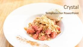  Presentation with powder - Presentation design featuring apple crumble with icecream background and a cream colored foreground