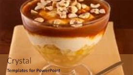  Presentation with nut - Colorful presentation design enhanced with apple dessert with whipped cream backdrop and a gold colored foreground