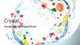  Presentation with fruit splash - Amazing theme having apple falling - fresh fruit berries and green backdrop and a sky blue colored foreground