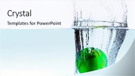  Presentation with falls - Amazing presentation having apple falls deeply under water with a big splash green apple under water with a trail of transparent bubbles backdrop and a sky blue colored foreground