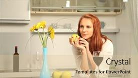  Presentation with wine - Audience pleasing presentation design consisting of apple flower - sexy young woman drinking wine backdrop and a  colored foreground