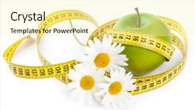  Presentation with green apple - Cool new slide set with apple flowers and measuring tape backdrop and a blonde colored foreground