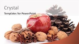  Presentation with decoration - Beautiful presentation theme featuring apple-fruit-decoration-on-white backdrop and a white colored foreground