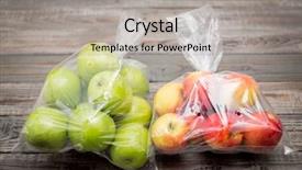  Presentation with plastic bag - Audience pleasing PPT theme consisting of apple fruit in plastic bag backdrop and a light gray colored foreground