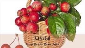  Presentation with wicker - Presentation design consisting of apple fruits in wicker basket isolated on a white background background and a coral colored foreground