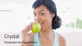  Presentation with healthy living - PPT theme with apple in a living background and a soft green colored foreground