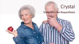  Presentation with senior couple - Cool new presentation theme with apple in front of white backdrop and a  colored foreground